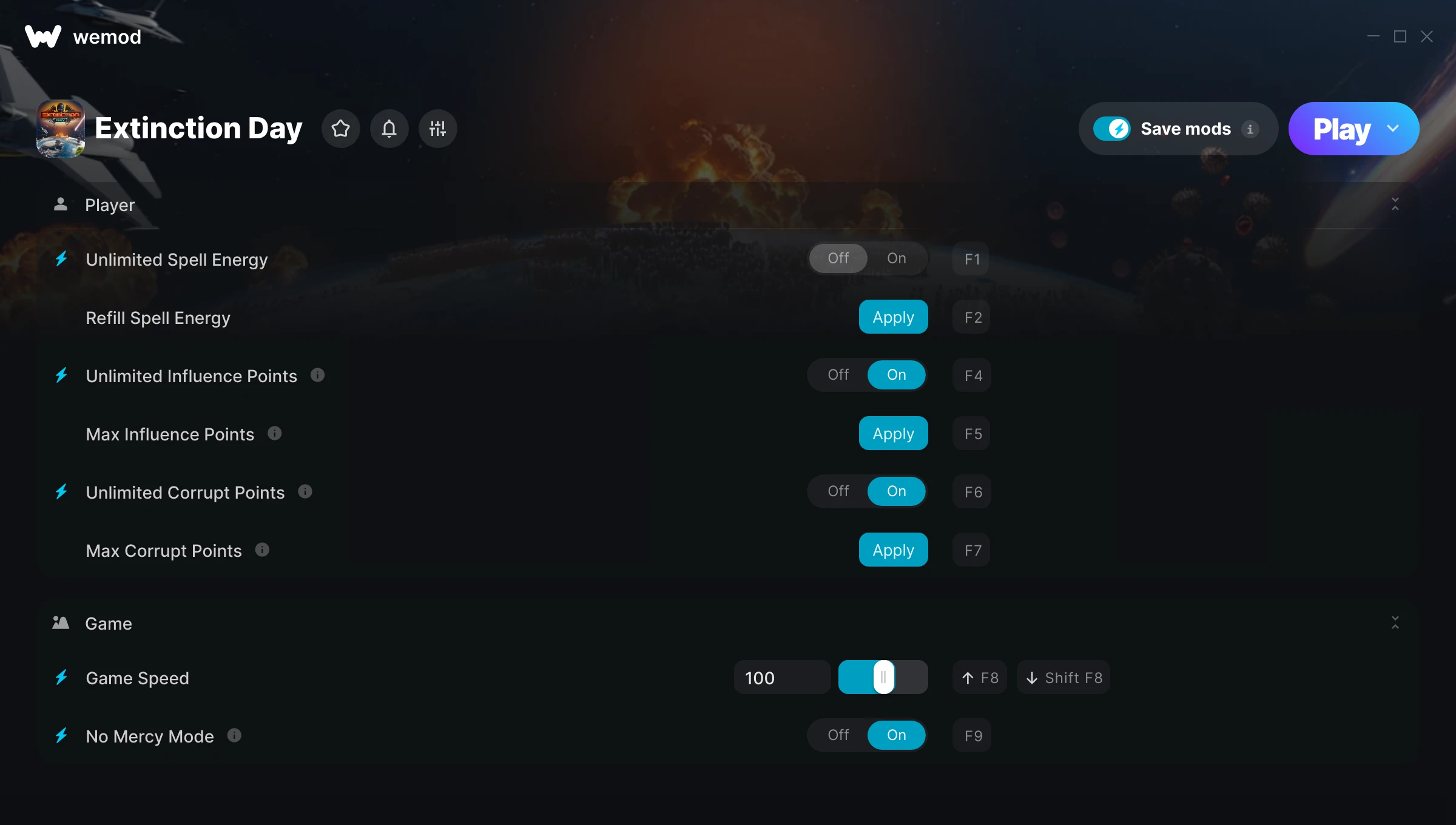 Extinction Day Trainer screenshot