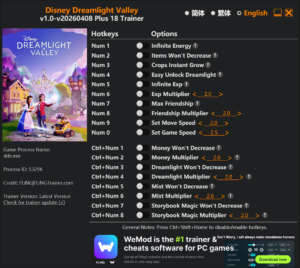 Disney Dreamlight Valley Trainer screenshot