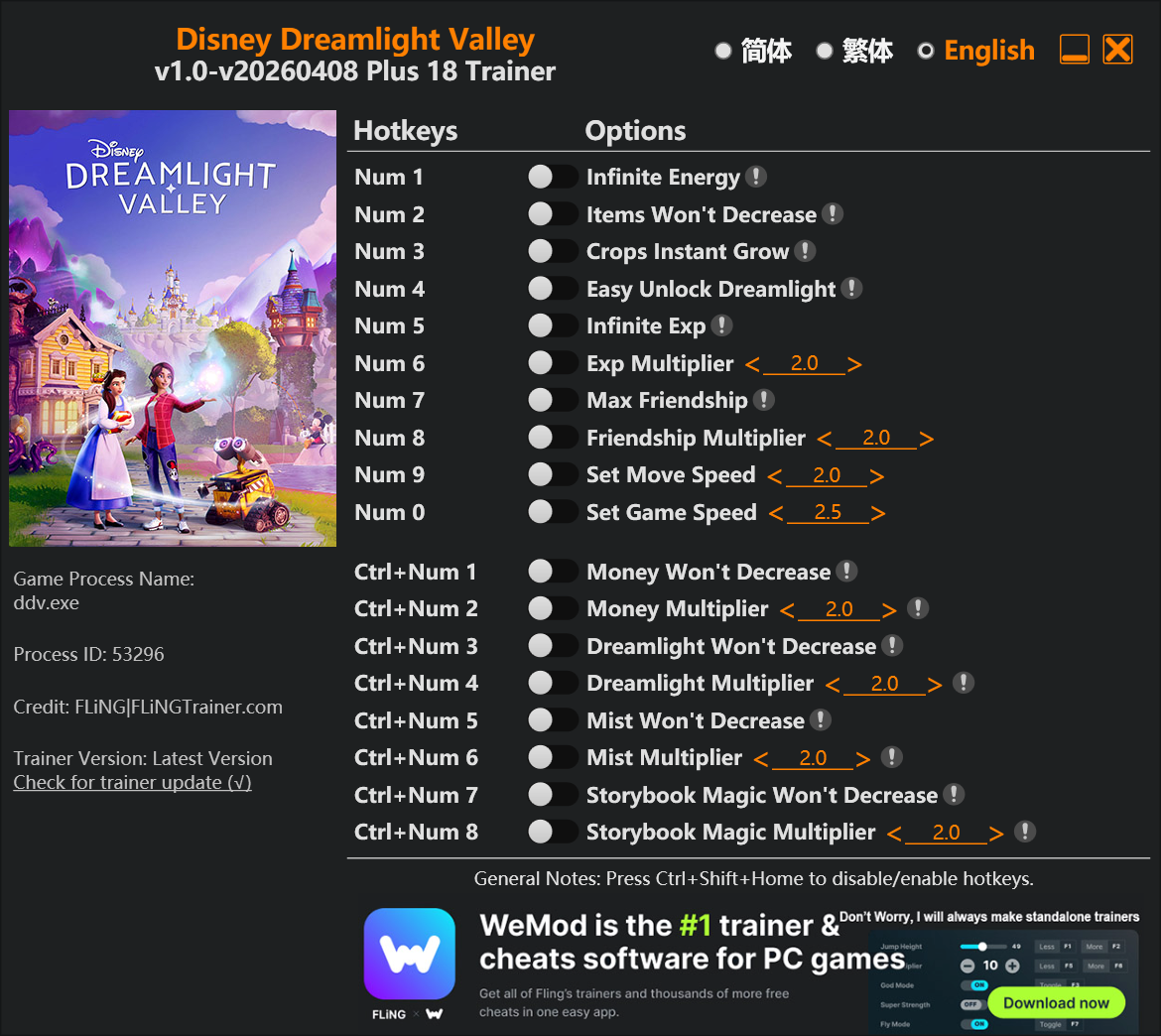 Disney Dreamlight Valley Trainer screenshot