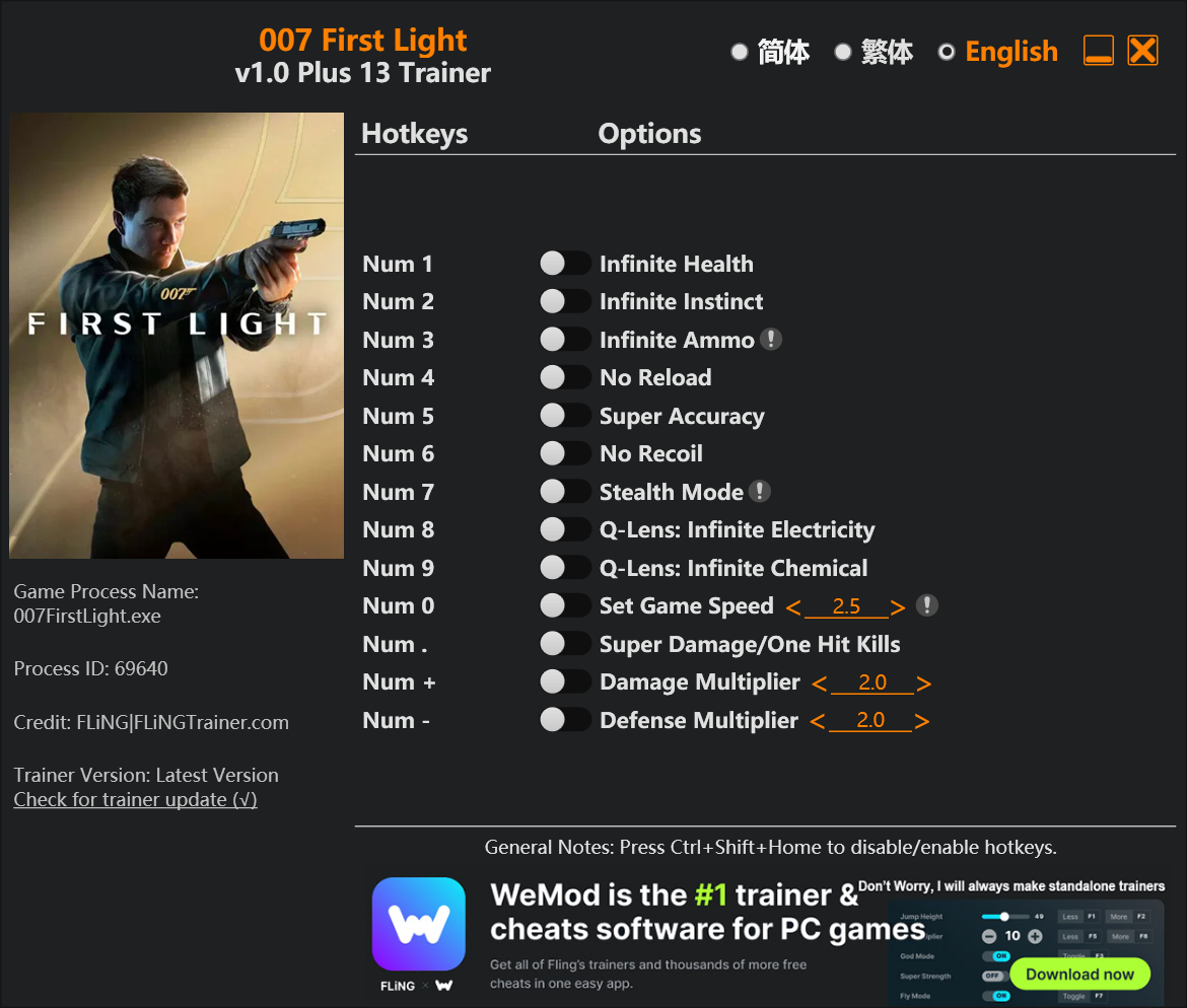 007 First Light Trainer screenshot
