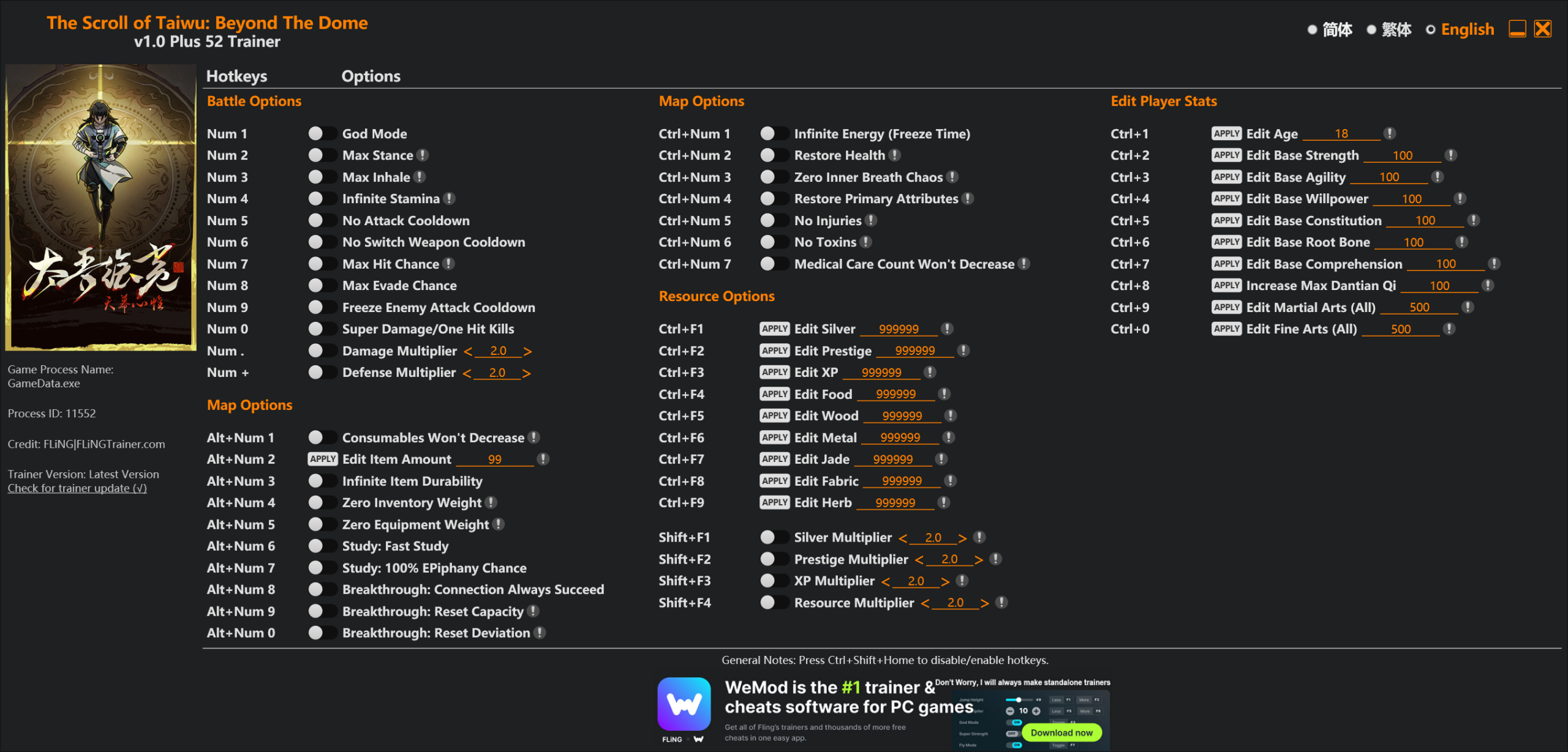 The Scroll of Taiwu Beyond The Dome Trainer screenshot