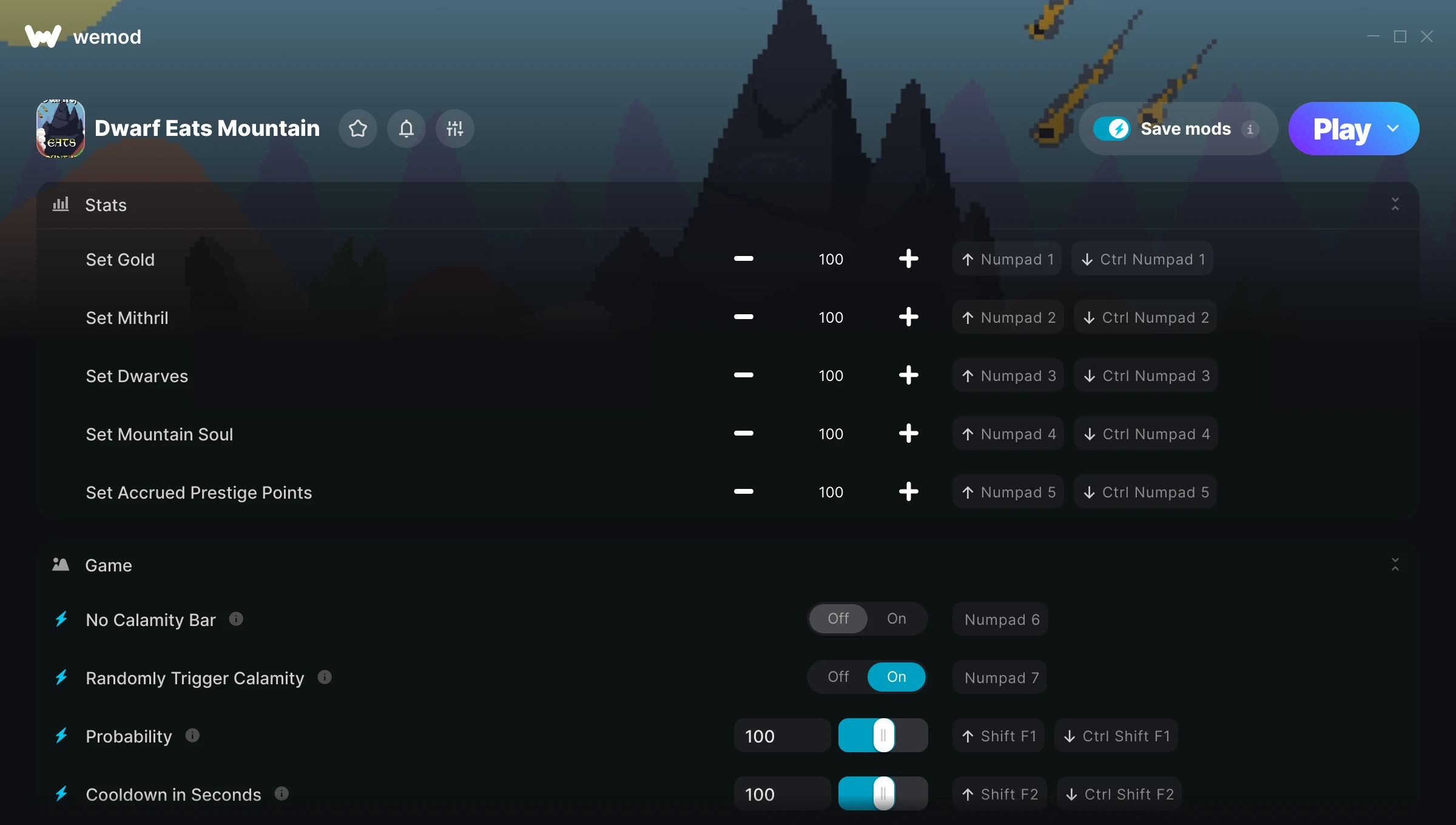 Dwarf Eats Mountain Trainer screenshot