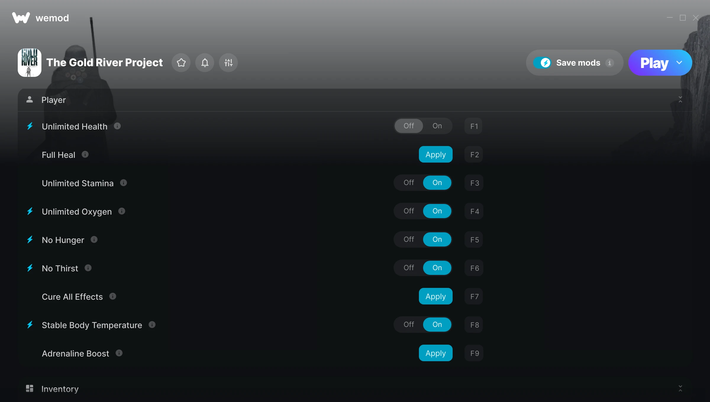The Gold River Project Trainer screenshot