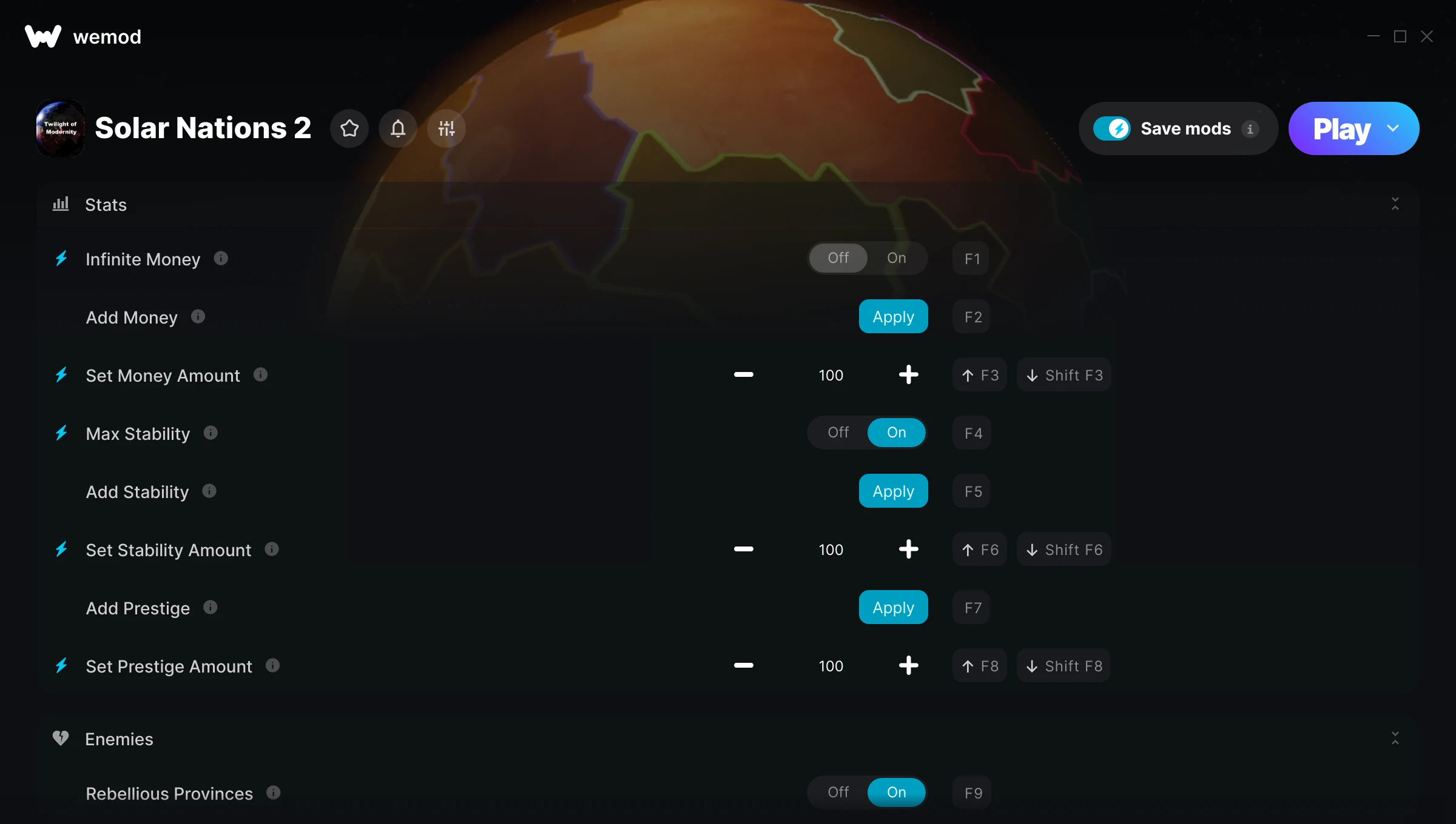 Solar Nations 2 Trainer screenshot
