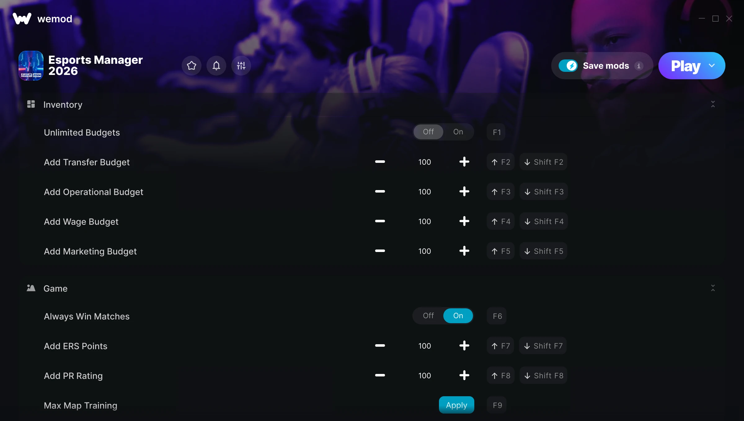 Esports Manager 2026 Trainer screenshot