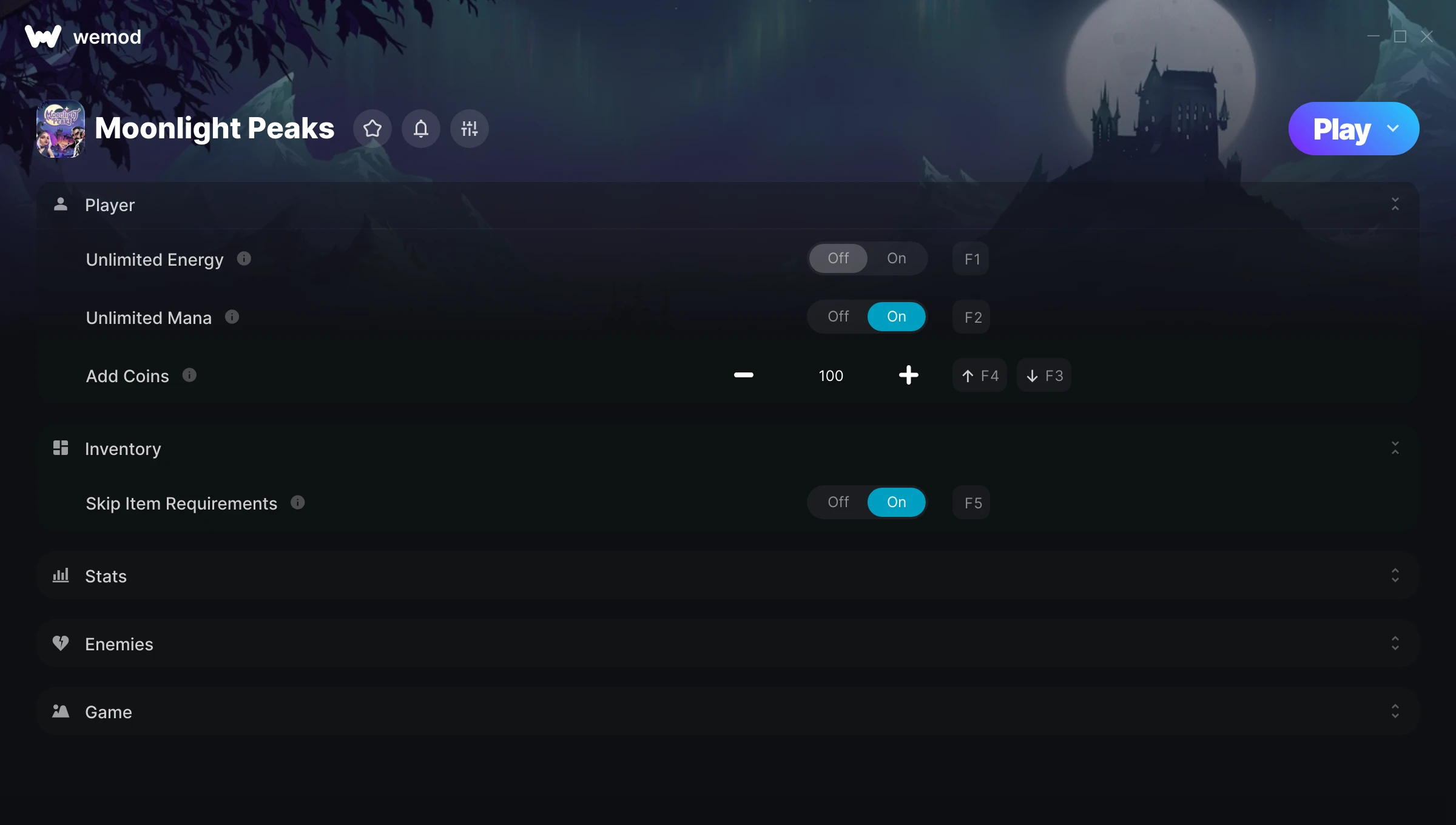 Moonlight Peaks Trainer screenshot
