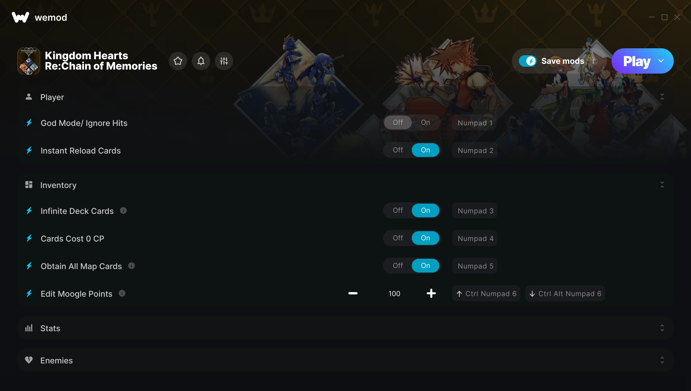 Kingdom Hearts Re:Chain of Memories Trainer screenshot