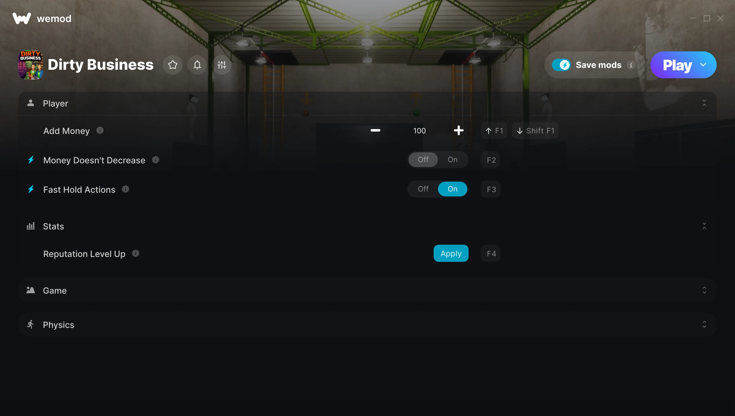 Dirty Business Trainer screenshot