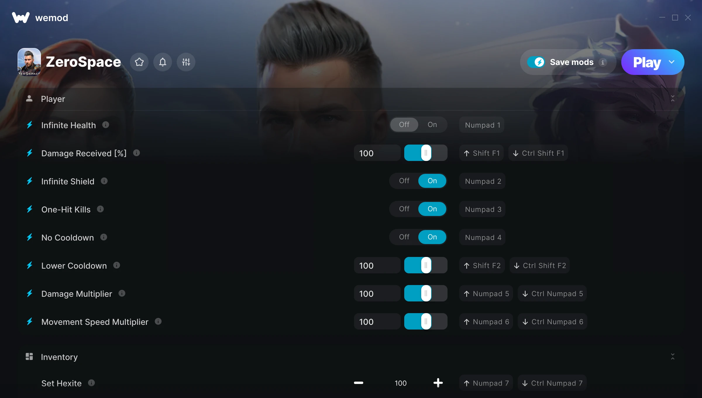 ZeroSpace Trainer screenshot