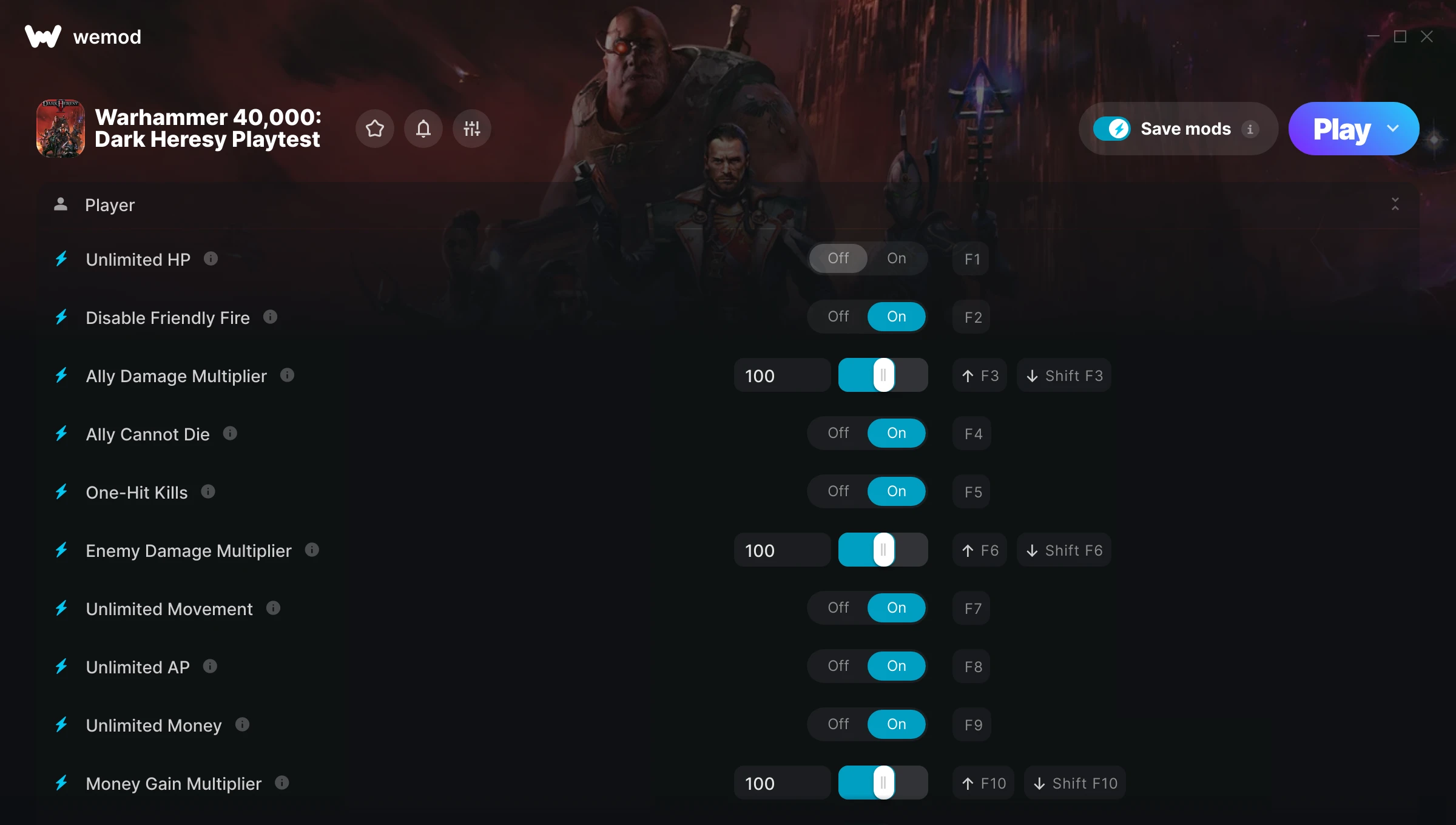 Warhammer 40,000: Dark Heresy Playtest Trainer screenshot