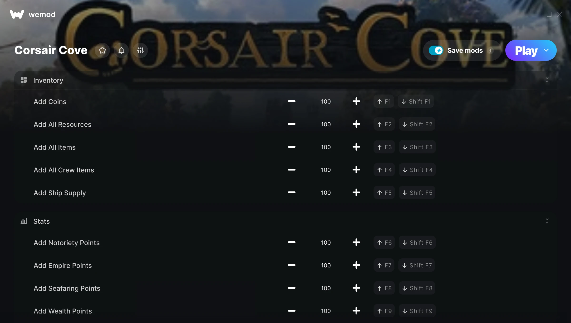 Corsair Cove Trainer screenshot