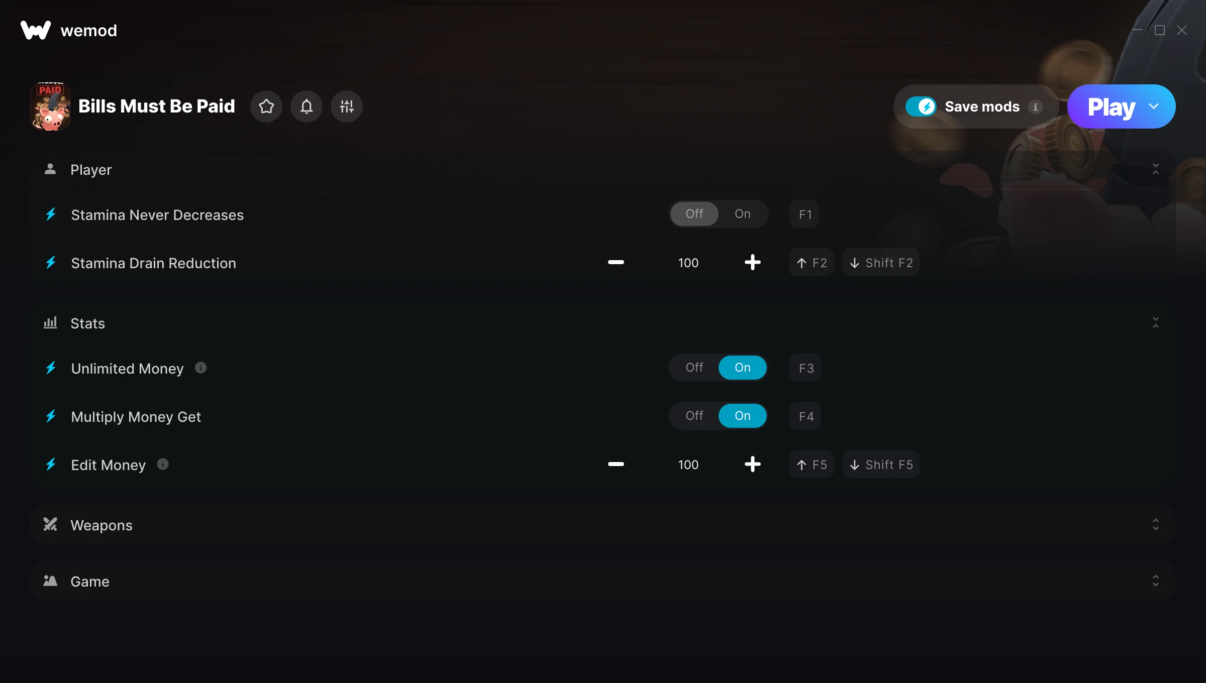Bills Must Be Paid Trainer screenshot