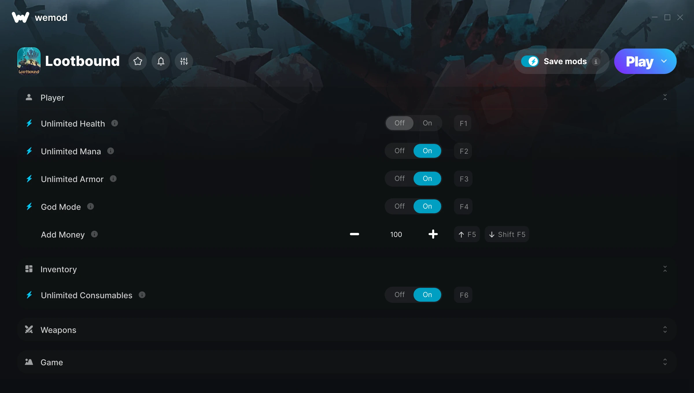 Lootbound Trainer screenshot