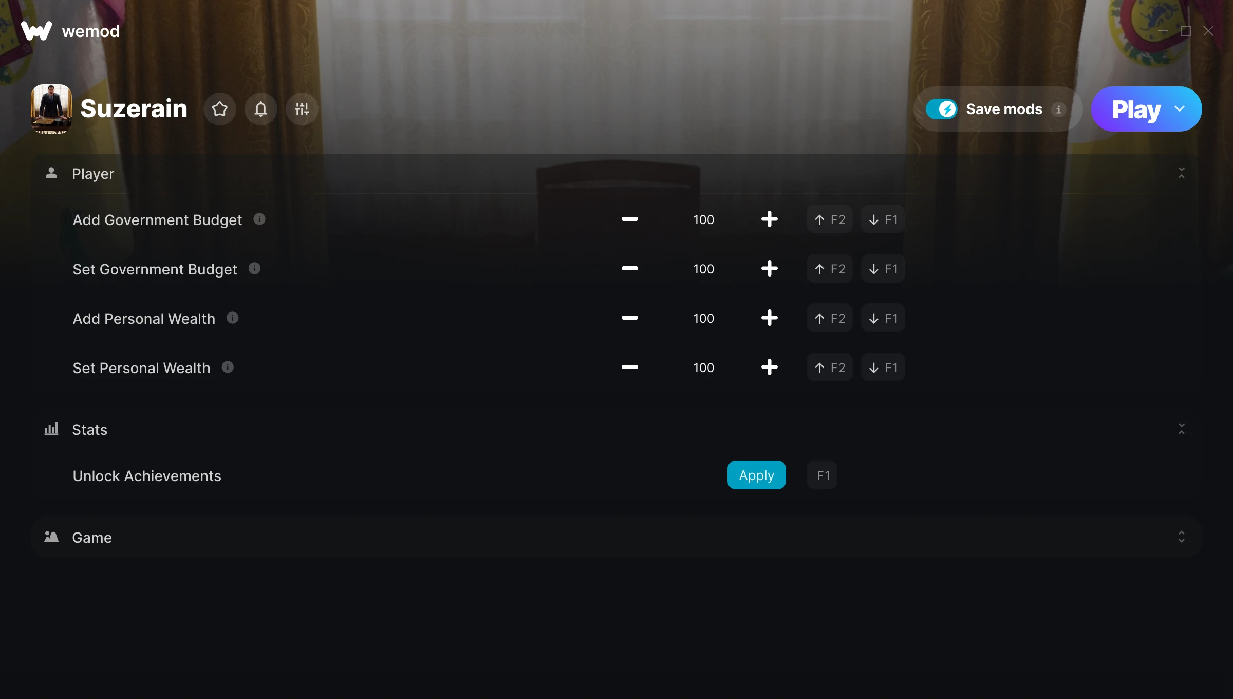 Suzerain Trainer screenshot