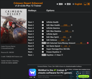 Crimson Desert Enhanced Trainer screenshot
