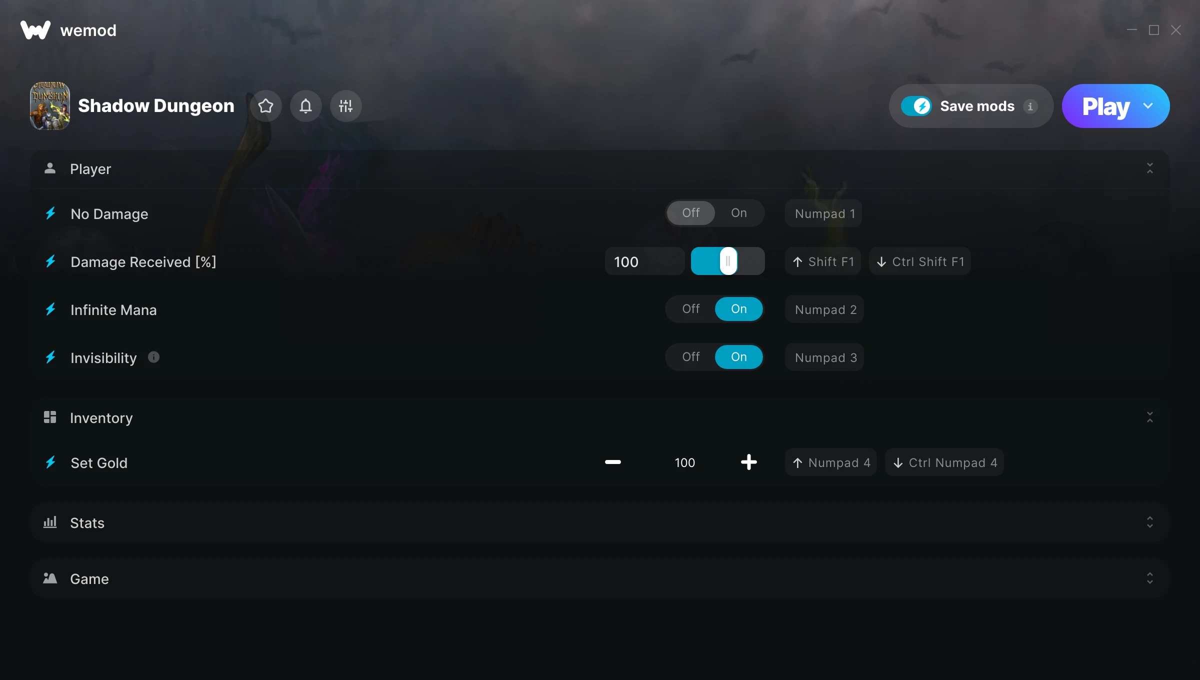Shadow Dungeon Trainer screenshot