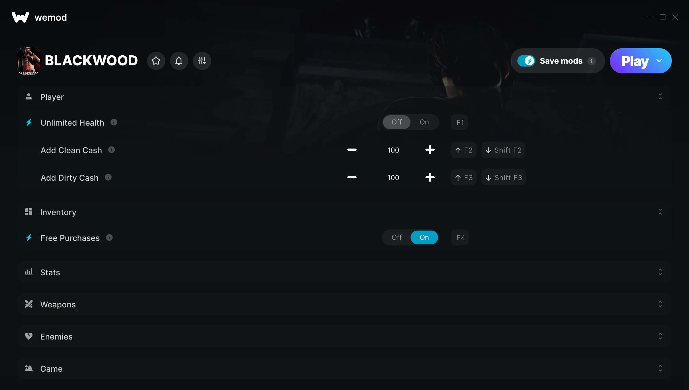 BLACKWOOD Trainer screenshot