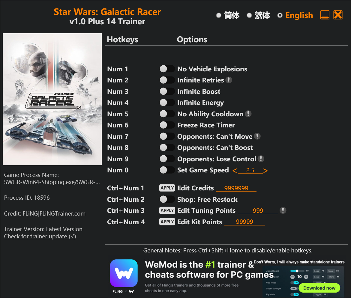 STAR WARS: Galactic Racer Trainer screenshot