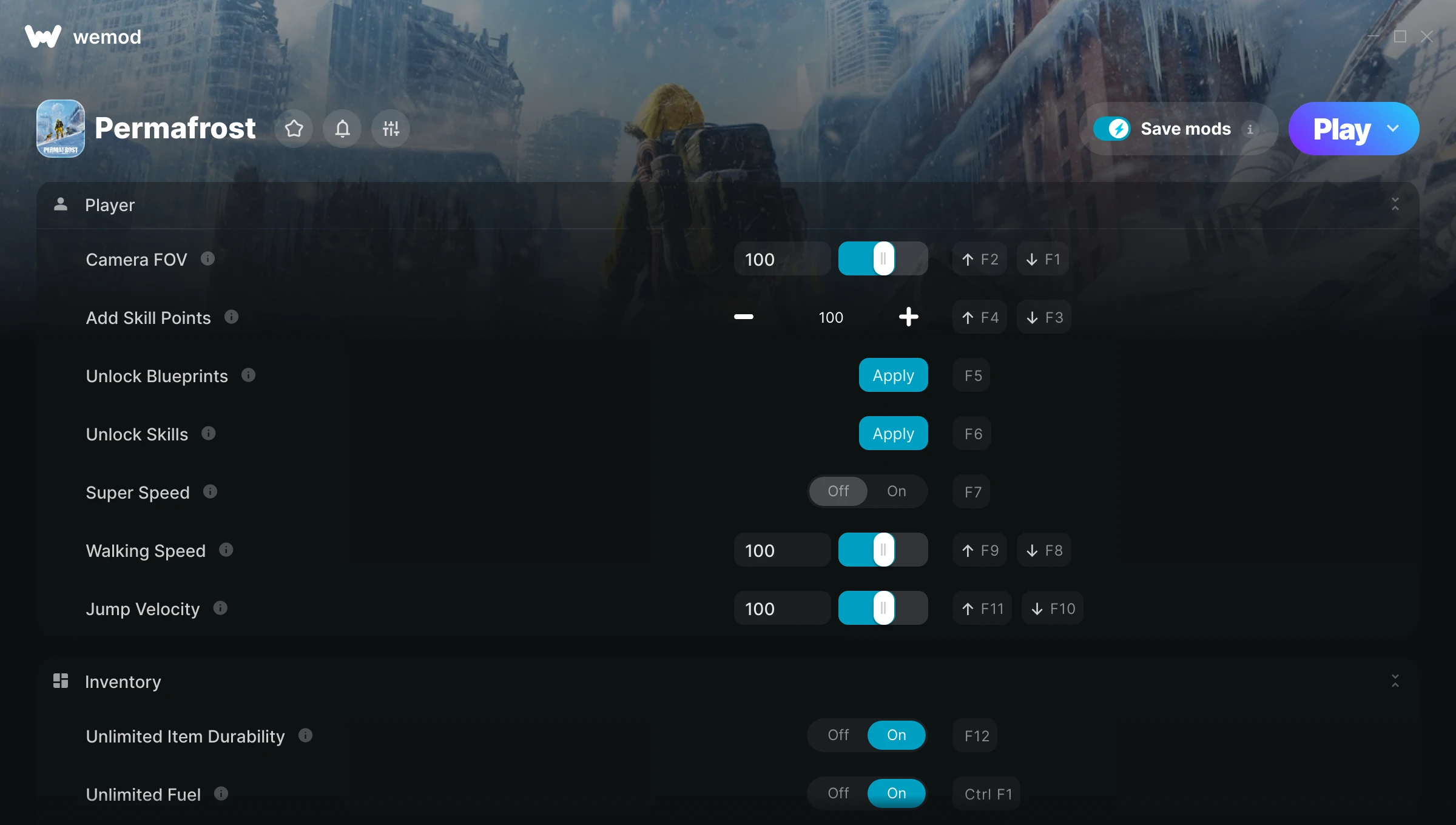 Permafrost Trainer screenshot